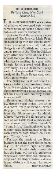 Bluesbusters, The / Bottom Line / 1986