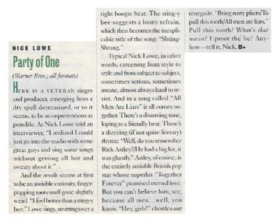 Lowe, Nick / Party of One / 1990