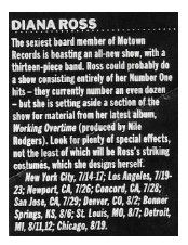 Ross, Diana / Tour Dates and Story / 1989