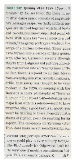 Front 242 / Tyranny <For You> / 1991