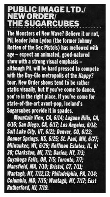 Public Image Ltd. / Tour Dates and Story / 1989