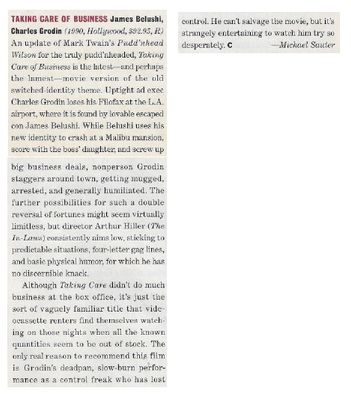 Belushi, James / Taking Care of Business / 1991