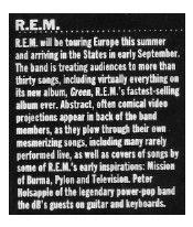 R.E.M. / Tour Story / 1989