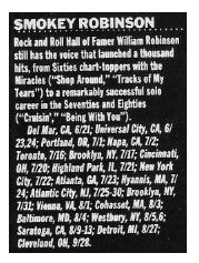 Robinson, Smokey / Tour Dates and Story / 1989