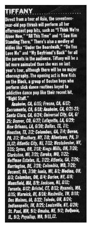 Tiffany / Tour Dates and Story / 1989