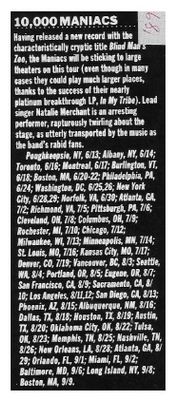 10,000 Maniacs / Tour Dates and Story / 1989
