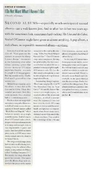 O'Connor, Sinead / I Do Not Want What I Haven't Got / 1990