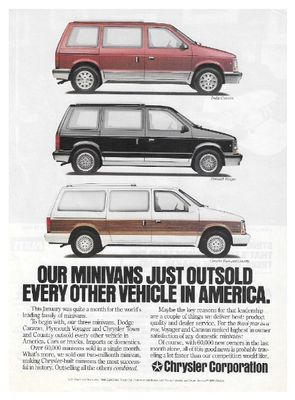 Chrysler / Our Minivans Just Outsold Every Other Vehicle in America / 1991