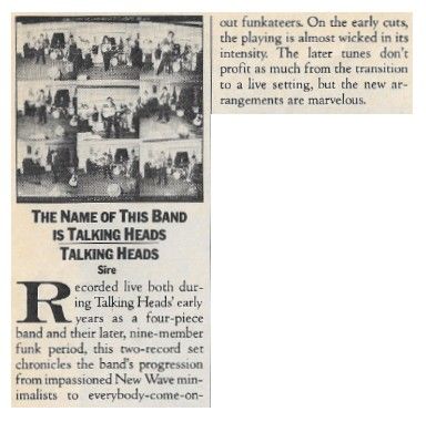 Talking Heads / The Name of This Bad is Talking Heads / 1982