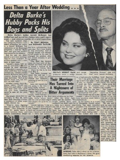 Burke, Delta / Delta Burke's Hubby Packs His Bags and Splits / 1990