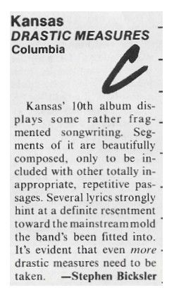 Kansas / Drastic Measures / 1983