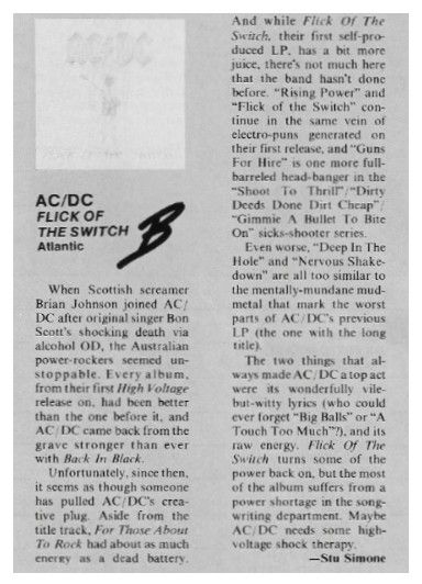 AC/DC / Flick of the Switch / 1983