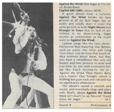 Seger, Bob / Against the Wind / 1980