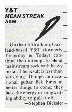 Y + T / Mean Streak / 1983