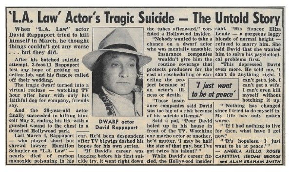 Rappaport, David / L.A. Law Actor's Tragic Suicide / 1990