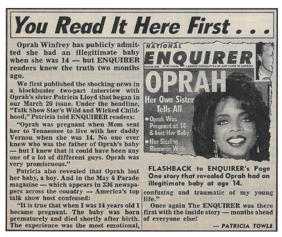 Winfrey, Oprah / Illegitimate Baby / 1990