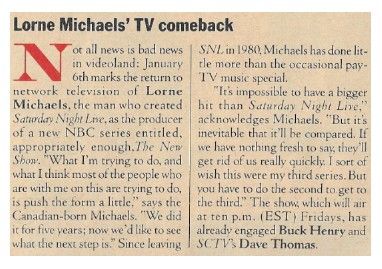 Michaels, Lorne / Lorne Michaels' TV Comeback / 1984