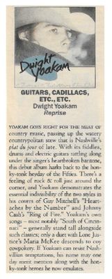 Yoakam, Dwight / Guitars, Cadillacs, Etc., Etc. / 1986