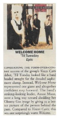 Til Tuesday / Welcome Home / 1986