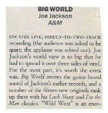 Jackson, Joe / Big World / 1986