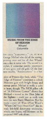 Wham! / Music from the Edge of Heaven / 1986