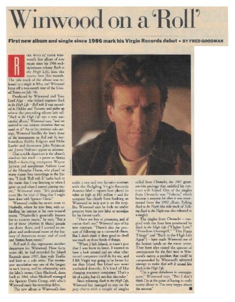 Winwood, Steve / Winwood On a 'Roll' / 1988