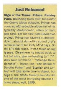 Prince / Sign o' the Times: Just Released / 1987