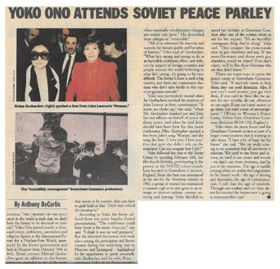 Ono, Yoko / Yoko Attends Soviet Peace Parley / 1987