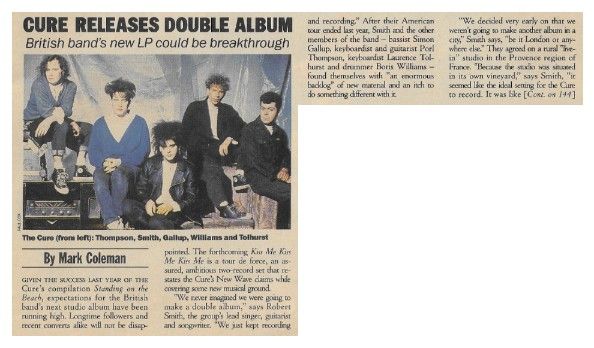 Cure, The / Cure Releases Double Album / 1987