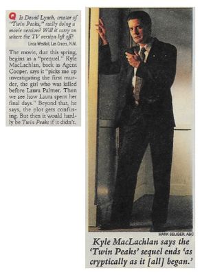 MacLachlan, Kyle / Back as Agent Cooper / 1992