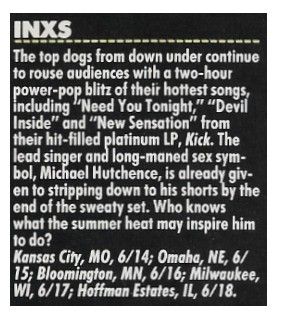 INXS / Tour Dates and Story / 1988