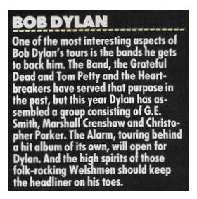 Dylan, Bob / Tour Dates and Story / 1988