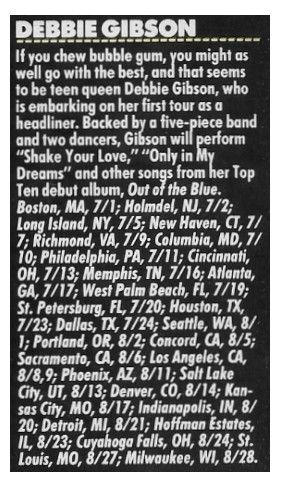Gibson, Debbie / Tour Dates and Story / 1988