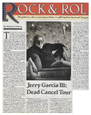 Grateful Dead / Jerry Garcia Ill; Dead Cancel Tour / 1992