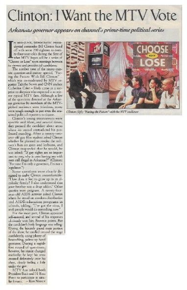 Clinton, Bill / Clinton: I Want the MTV Vote / 1992