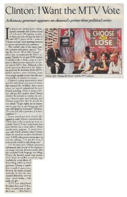 Clinton, Bill / Clinton: I Want the MTV Vote / 1992