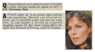 O'Neill, Jennifer / Animal-Rights Activist / 1992