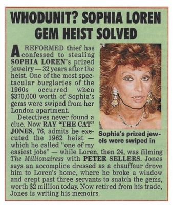 Loren, Sophia / Whodunit? Sophia Loren Gem Heist Solved / 1992