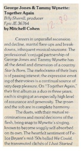 Jones, George--Tammy Wynette / Together Again / 1980