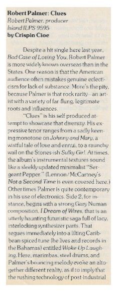 Palmer, Robert / Clues / 1980