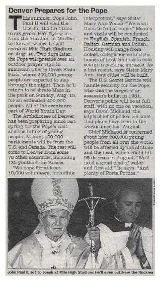 Pope John Paul II / Denver Prepares for the Pope / 1993