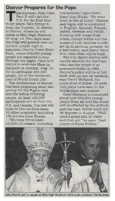 Pope John Paul II / Denver Prepares for the Pope / 1993