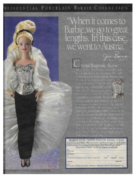 Crystal Rhapsody / The Presidential Porcelain Barbie Collection / 1993