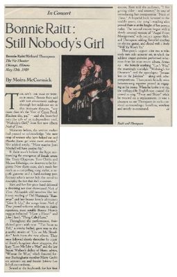 Raitt, Bonnie--Richard Thompson / Chicago, IL / 1989