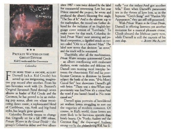 Kid Creole / Private Waters in the Great Divide / 1990