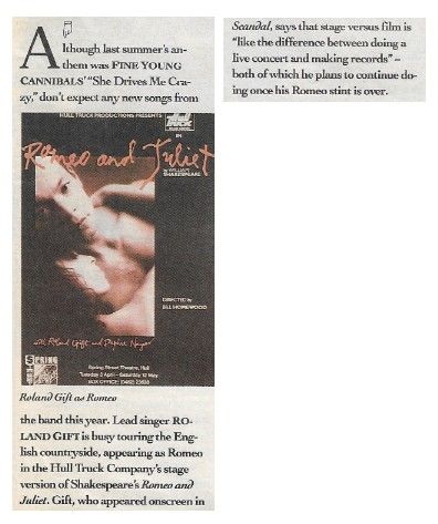 Fine Young Cannibals / Roland Gift as Romeo / 1990