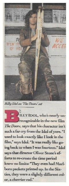 Idol, Billy / On the 'The Doors' Set / 1991