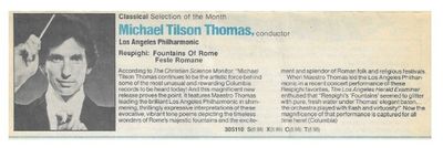 Thomas, Michael Tilson / Respighi: Fountains of Rome / 1980