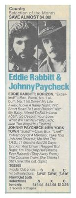 Rabbitt, Eddie--Johnny Paycheck / Horizon--New York / 1980