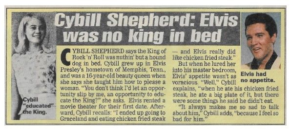 Shepherd, Cybill--Elvis Presley / Elvis Was No King in Bed / 1993